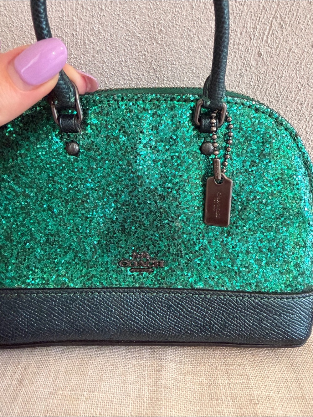 Coach Wizard of Oz Micro Mini Green Emerald Glitter Crossbody - Picture 4 of 9